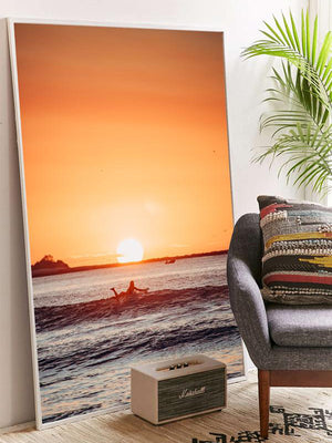 There's nothing better than ending your day with a surf and a beautiful sunset in Costa Rica. Surfer print by Samba to the Sea at The Sunset Shop. 