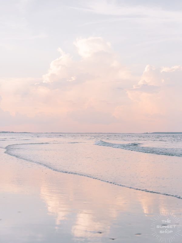 Can you think of a better way to end the day than with watching sunset at the beach??? Especially when the sky turns pastel?!?! Ok, you may not be able to get to the beach tonight to watch sunset, but you can bring home this sunset photo print...and that&#39;s pretty darn close! &quot;Tybee Time&quot; sunset beac photo on Tybee Island, Georgia photographed by Kristen M. Brown, Samba to the Sea.