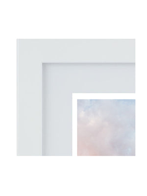 White wood custom frame for sunset and beach photo wall art at The Sunset Shop.